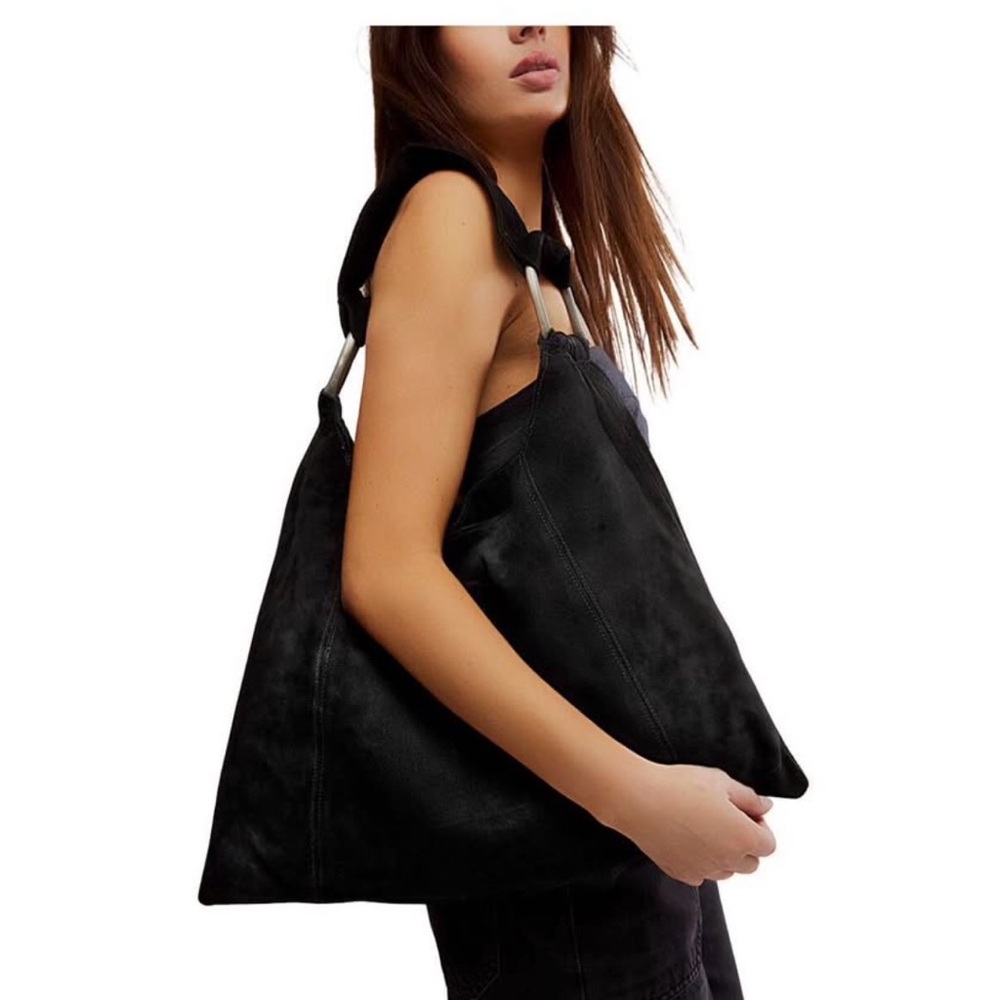 Free People Black Soft Slouch Shoulder Bag